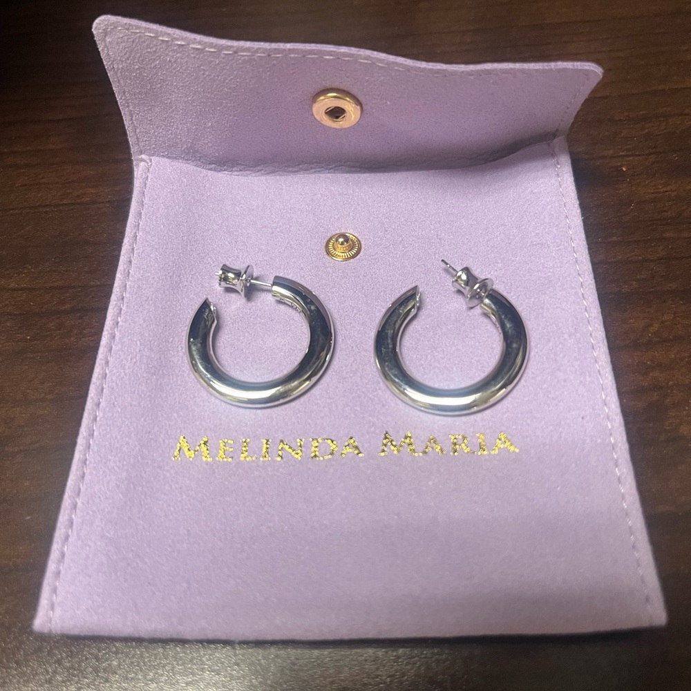 Melinda Maria Polished Silver Beacon Hoops